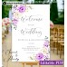 Purple Ivory welcome sign template,Floral welcome sign template, (144)